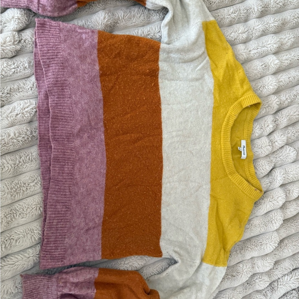 Color Block Sweater in Yellow, Orange, and Purple